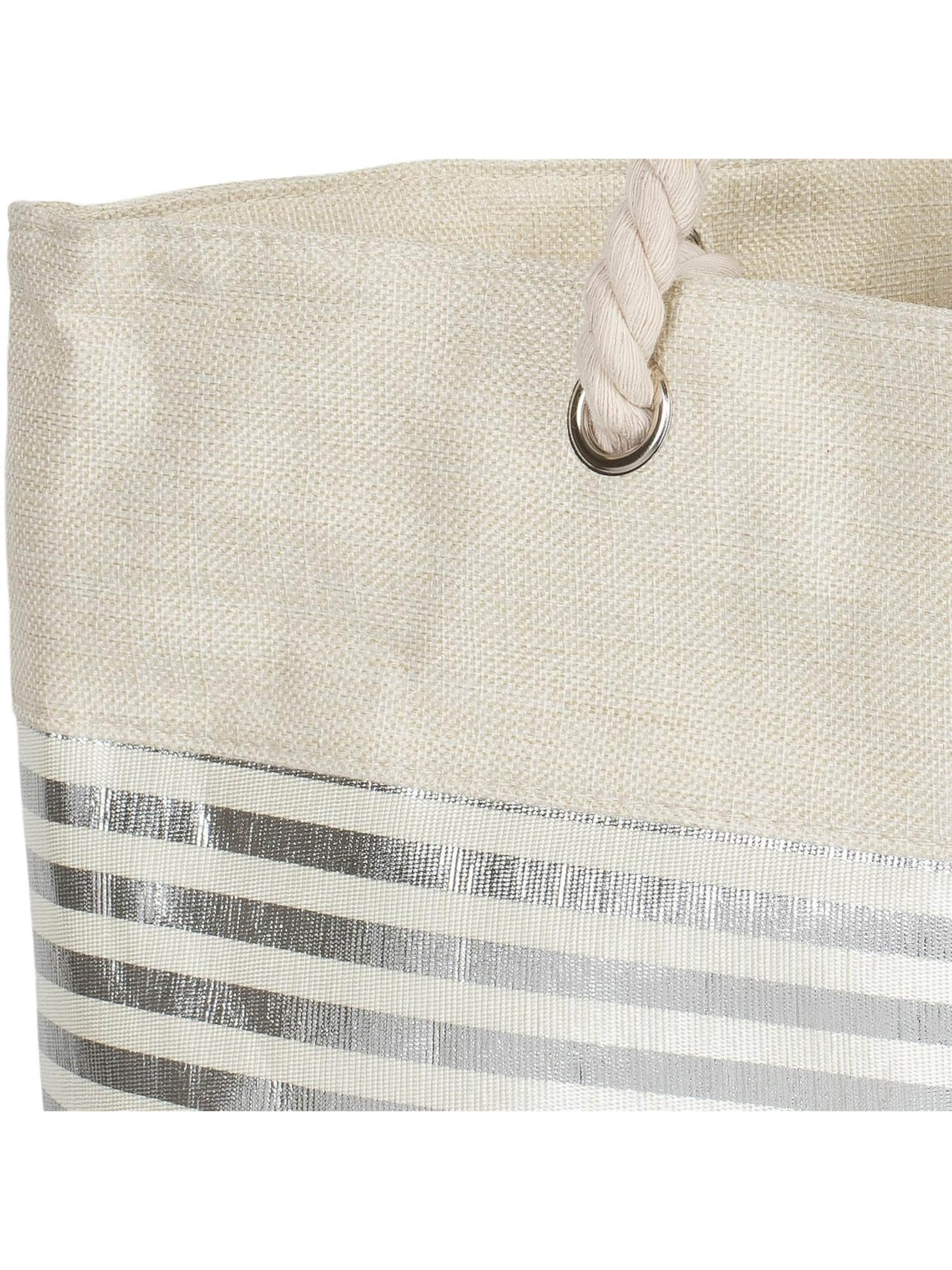 styleBREAKER Strandtasche 'Strandtasche mit metallic Streifen'‌‌‌‌‌‌‌‌‌ in Beige