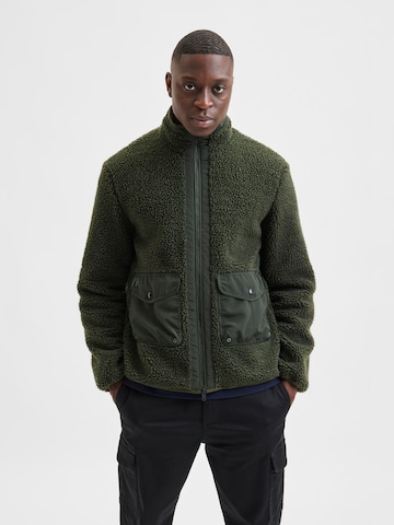 Veste en polaire 'Snowden' SELECTED HOMME en vert : devant