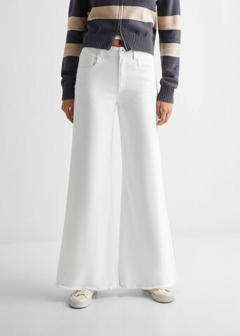 MANGO TEEN Wide leg Jeans in White: front