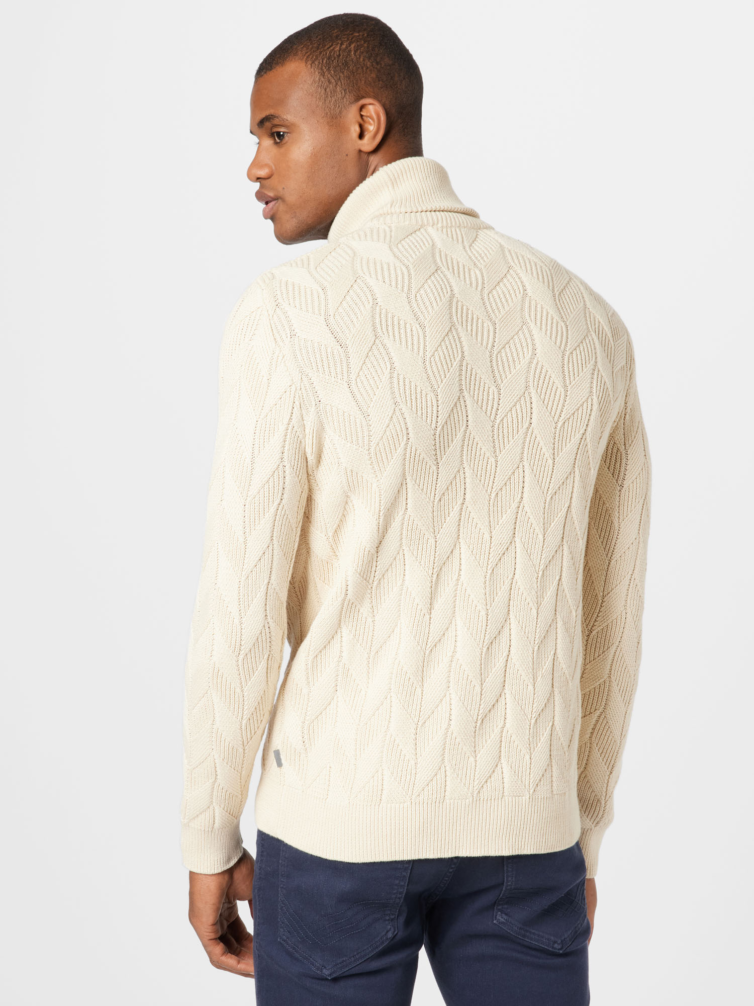  Solid Sweter w kolorze Kremowym 