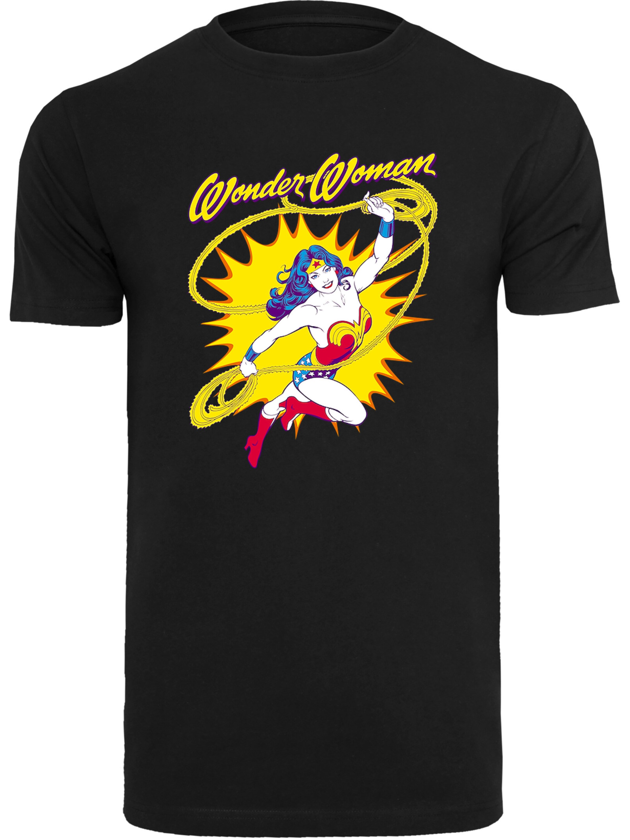 F4NT4STIC Shirt 'DC Comics Wonder Woman Vintage Leap' in Black: front