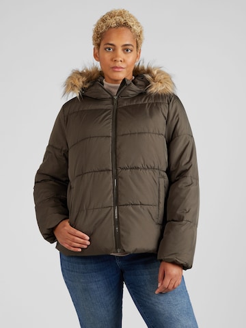 PIECES Curve Winter Jacket 'NATTY' in Brown: front