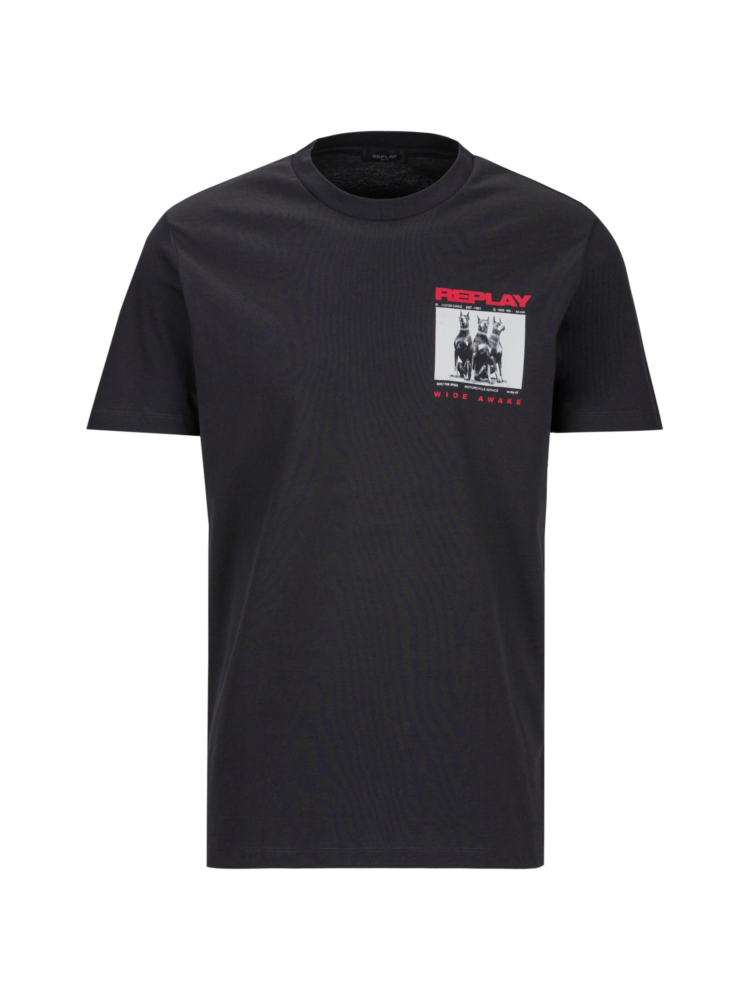 REPLAY T-Shirt 'Dogs' in XXXL in pastellblau / graphit / rot, Produktansicht