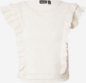 T-shirt 'ADELYN' PIECES en blanc : devant