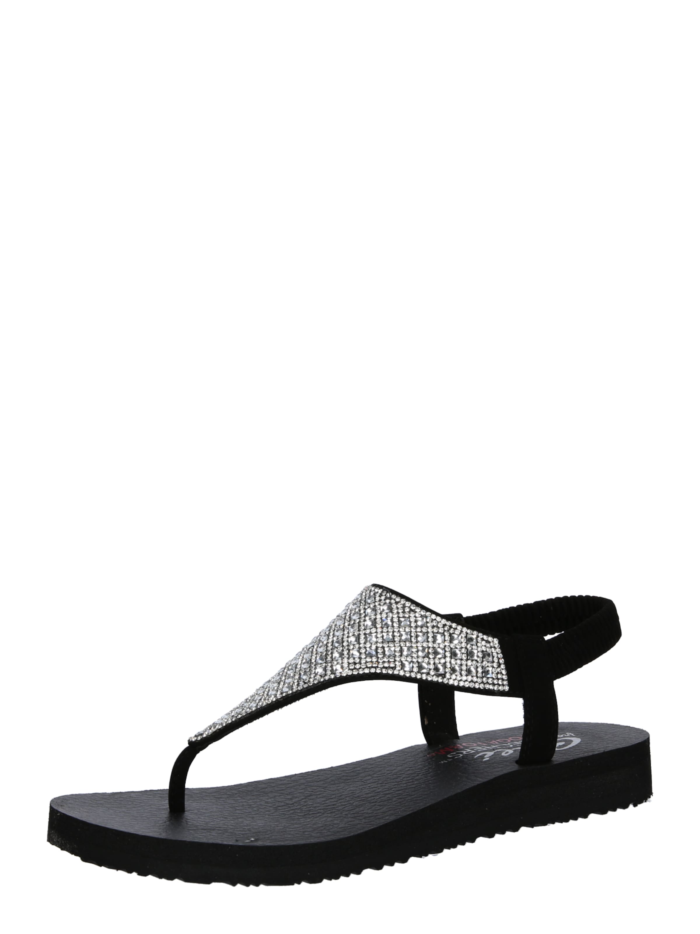 SKECHERS T-Bar Sandals in Black: front