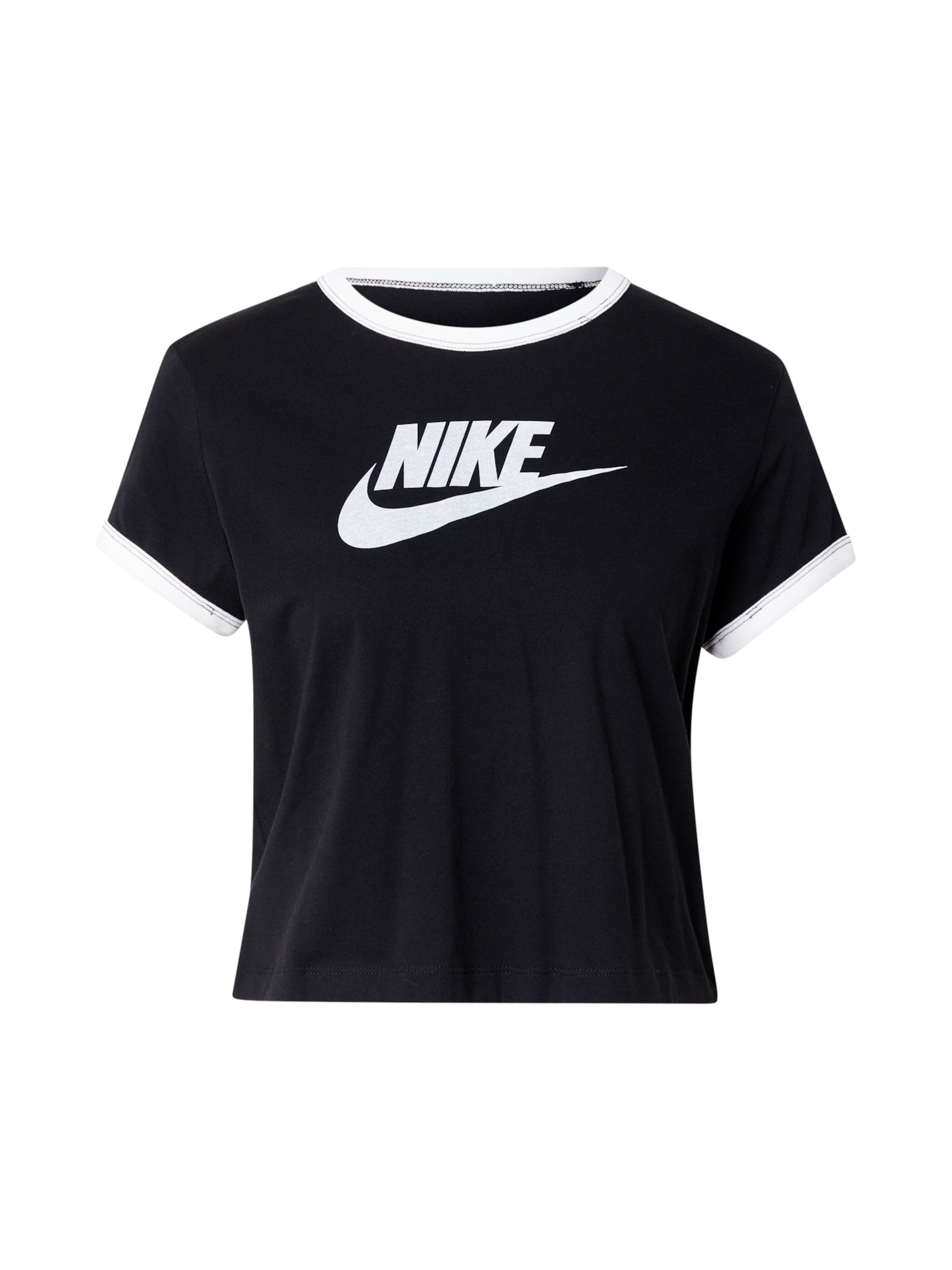 melns Nike Sportswear T-Krekls 'RINGER': no priekšpuses
