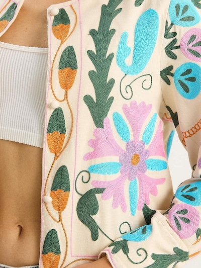 Bianco Lucci Between-Season Jacket in Sand / Dark green / Lilac / Orange, Item view