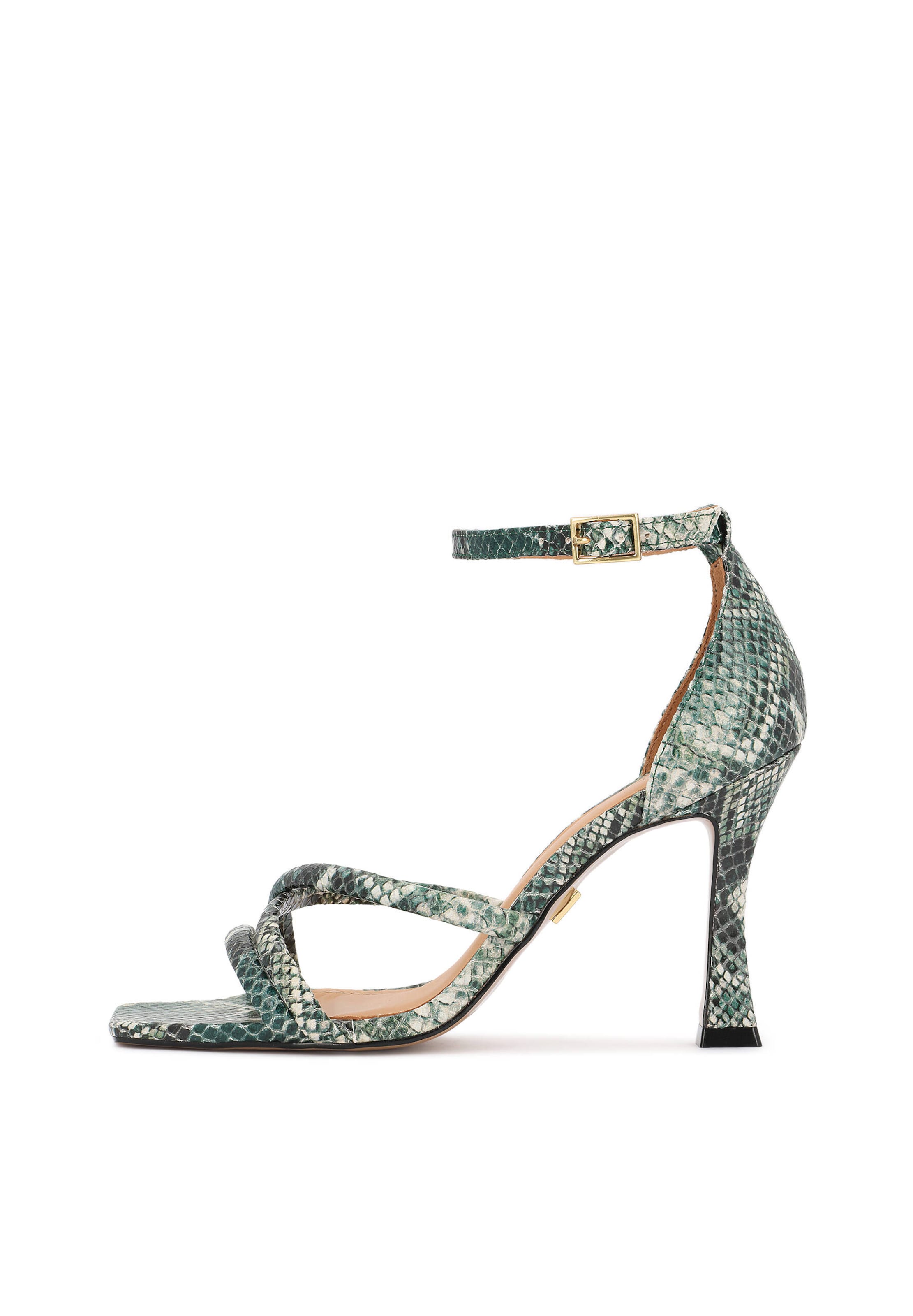 Kazar Sandali s paščki | ecru / zelena / temno zelena barva, Prikaz izdelka