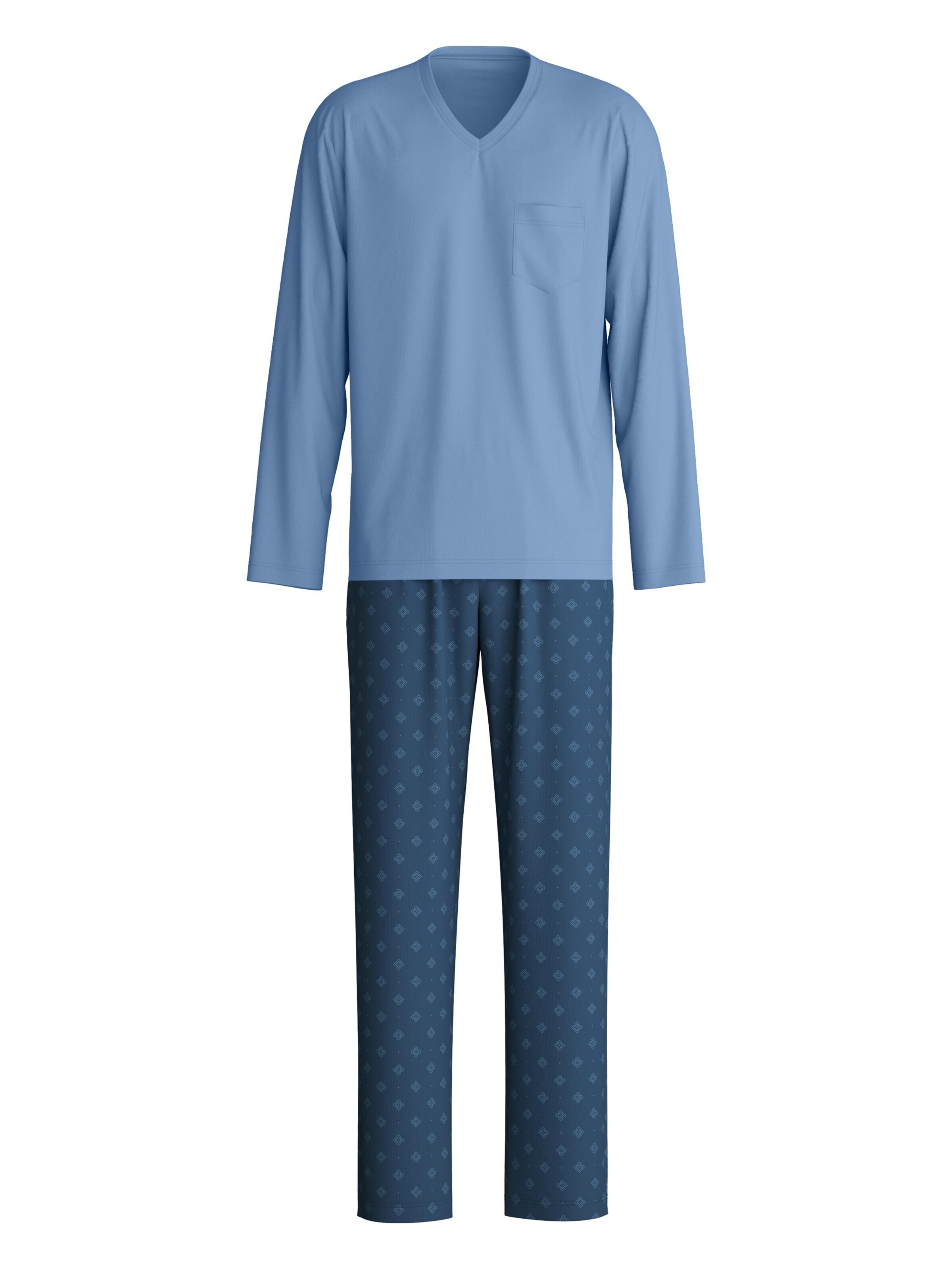 CALIDA Pyjama lang 'Relax Imprint'‌‌‌‌‌‌‌‌ in Blau: Vorderseite