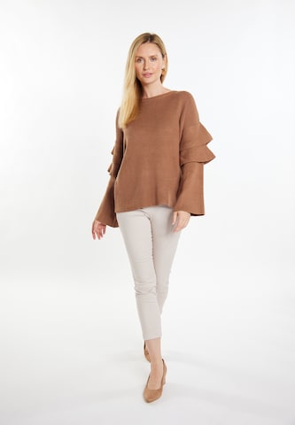 usha WHITE LABEL Sweater 'Pryam' in Brown