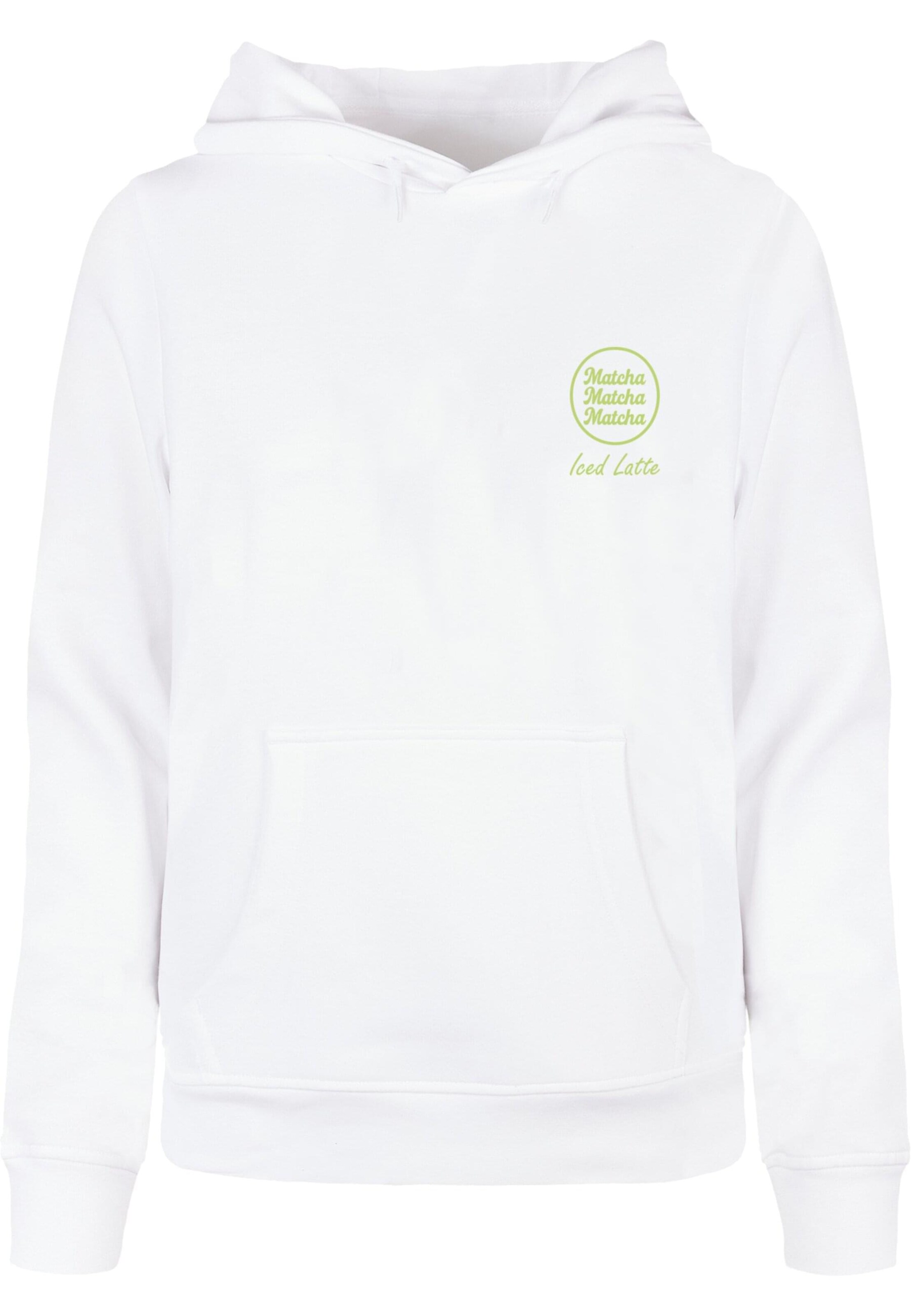Merchcode Sweatshirt 'Iced Matcha Latte' in Weiß: Vorderseite
