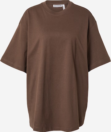 T-shirt WEEKDAY en marron : devant