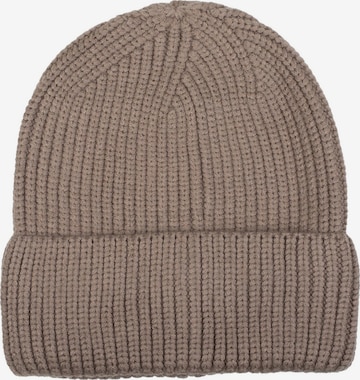 styleBREAKER Mütze 'Feinstrick Beanie Mütze mit Krempe' in Grau: Vorderseite