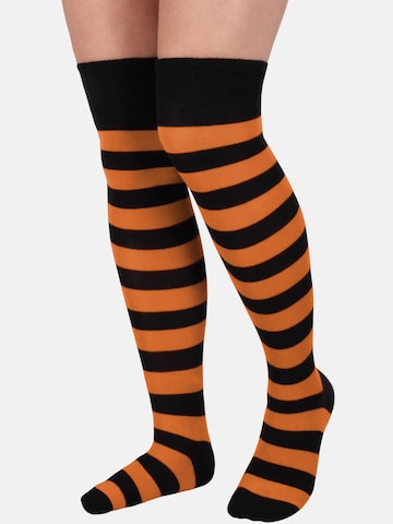 normani Over the Knee Socks in Orange: front
