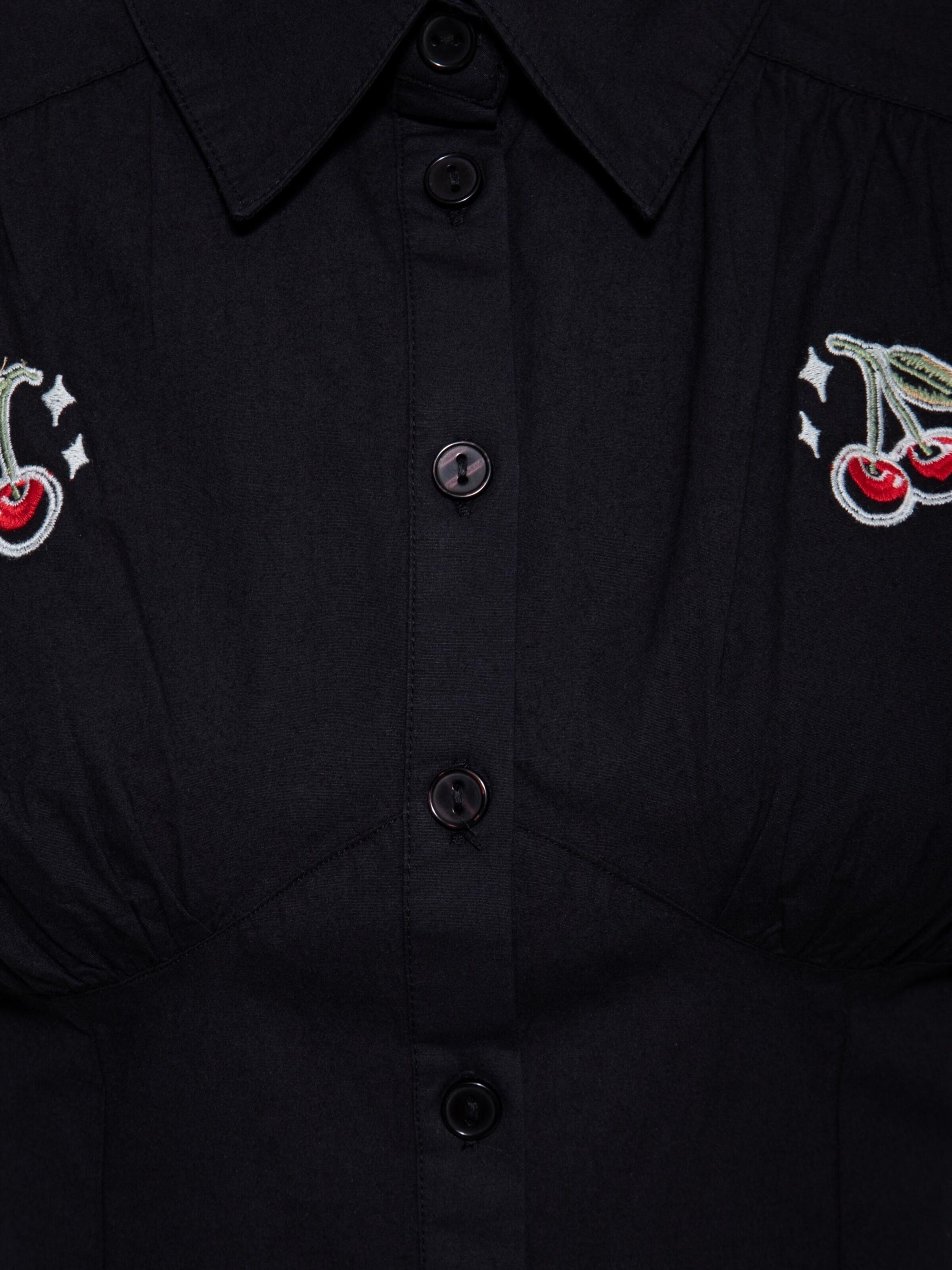 Queen Kerosin Bluse 'Cherry'‌‌‌‌‌ in Schwarz