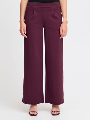 ICHI Wide leg Pleat-front trousers 'Kate' in Purple: front