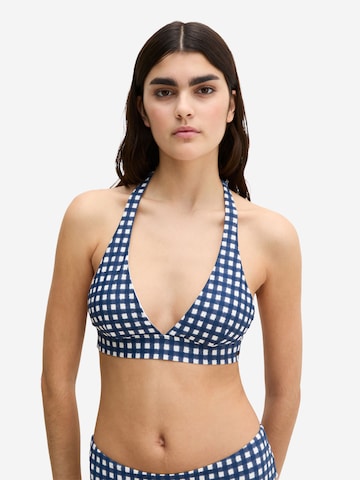 Marc O'Polo Triangel Bikinitop ' Shiny ' in Blauw: voorkant