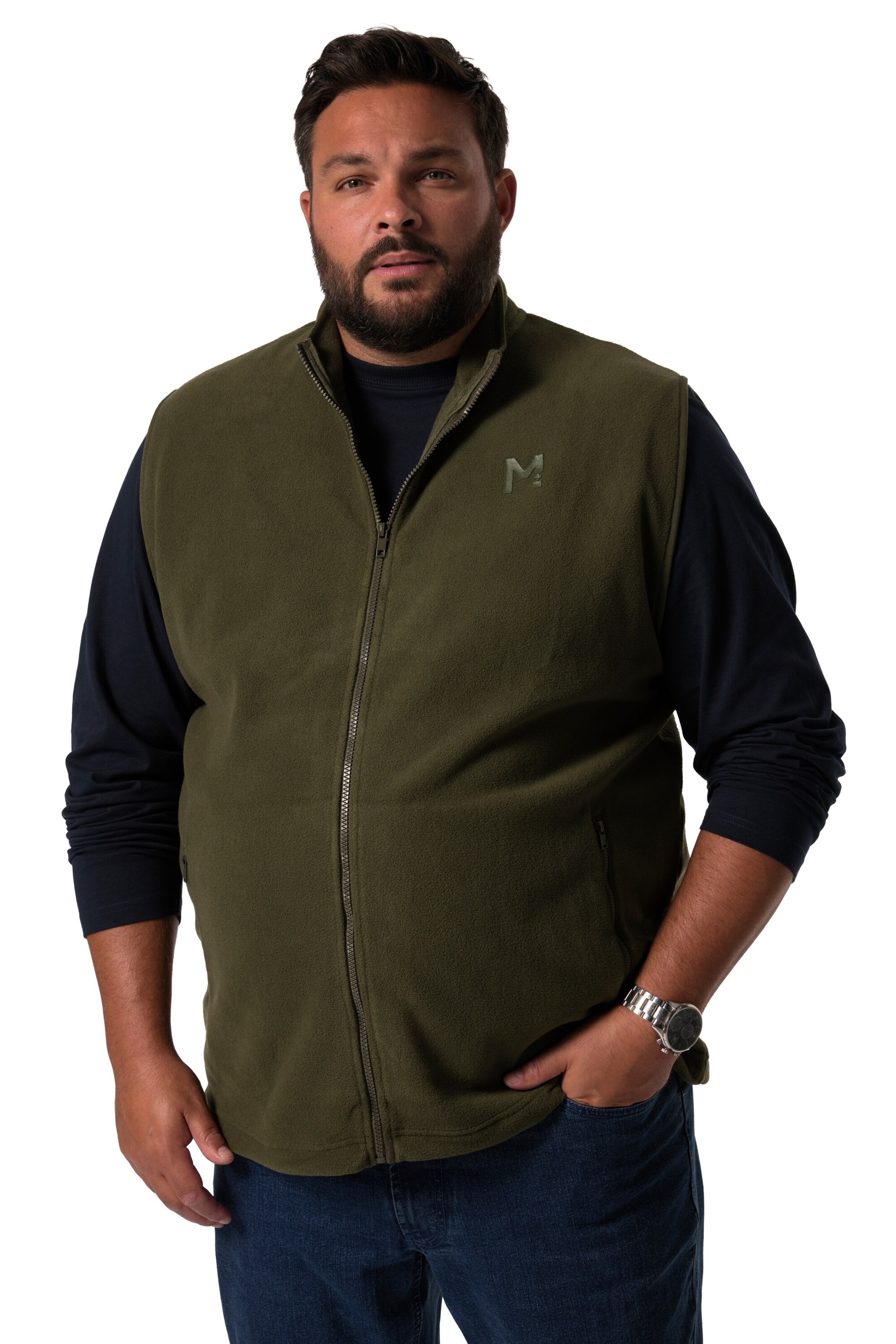 Men Plus Vest in Green: front