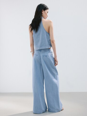 MANGO Wide leg Pressveckade jeans 'Ibiza' i blå