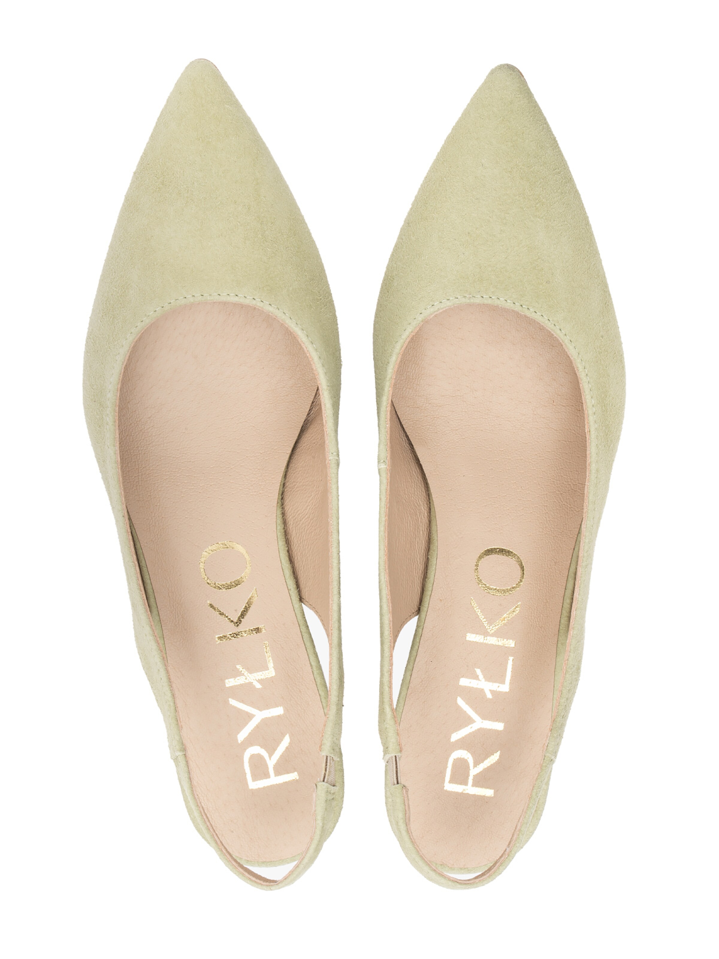 RYŁKO Czółenka z wyciętą piętą w kolorze zielony