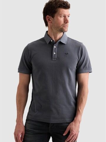 PME Legend Shirt 'Polo shirt with garment-dye wash in piqué' in Blauw: voorkant