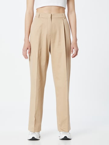 GERRY WEBER Loose fit Trousers with creases in Beige: front