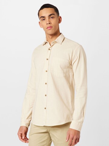 Coupe regular Chemise Gabbiano en beige : devant