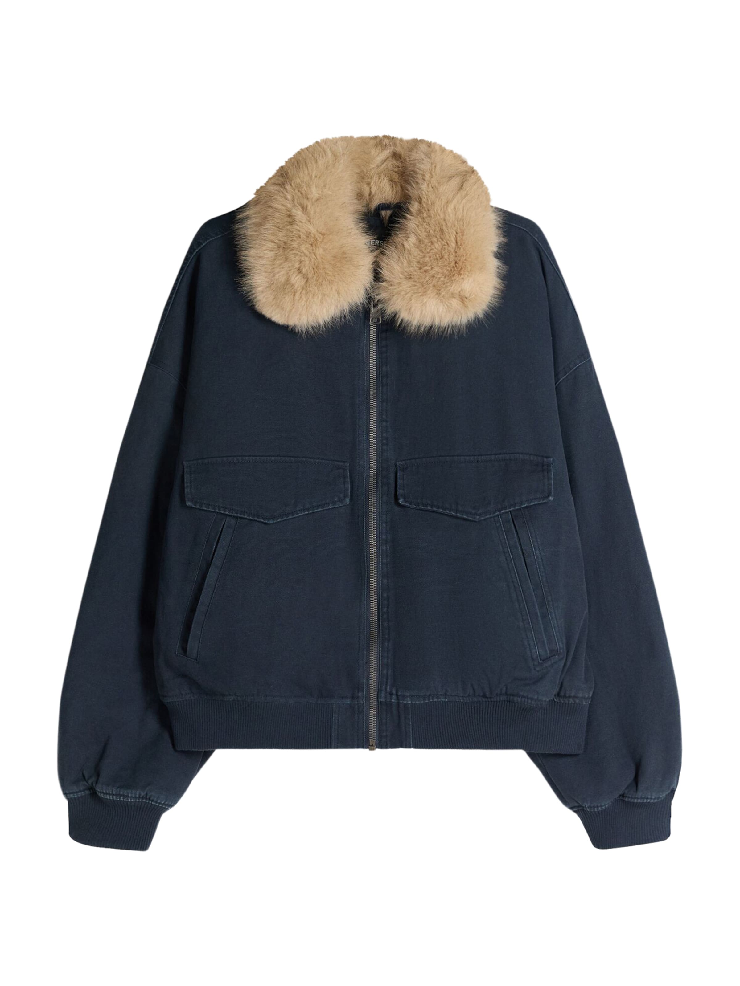 Bershka Välikausitakki värissä tummabeige / laivastonsininen, Tuotenäkymä