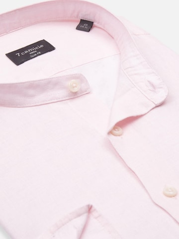 7Camicie Slim fit Zakelijk overhemd 'Caravaggio Linen Man Shirt Green' in Roze