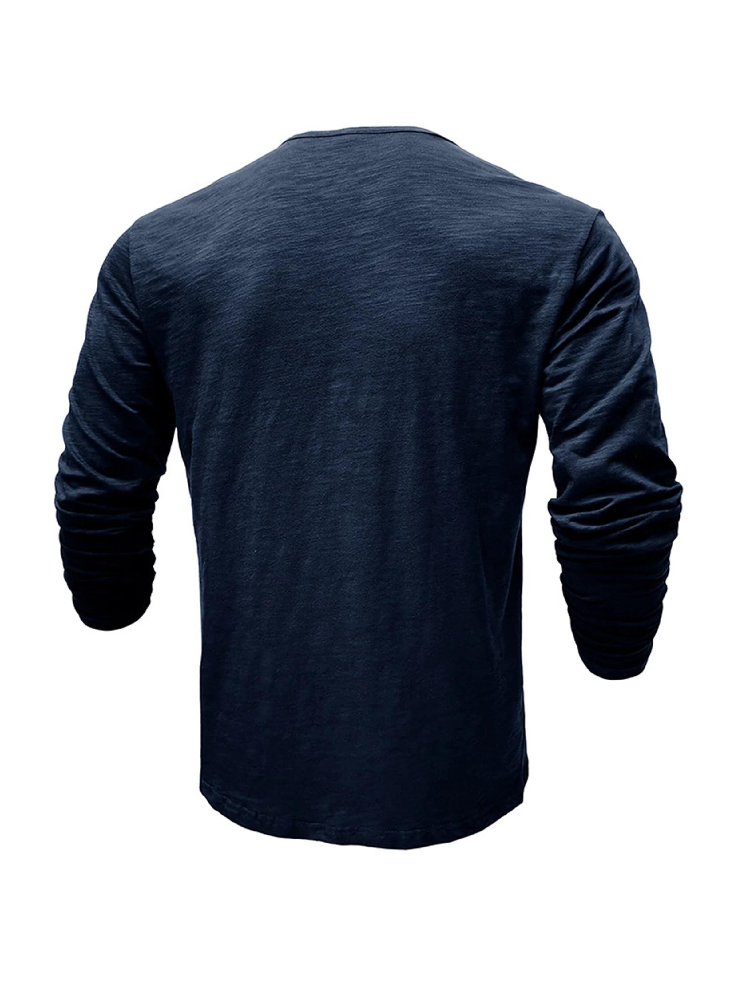 KoJooin Koszulka 'Herren Henley-Shirts, Langarm-T-Shirts, lässige, leichte Mode, Pullover-Shirt mit Knöpfen' w kolorze niebieski