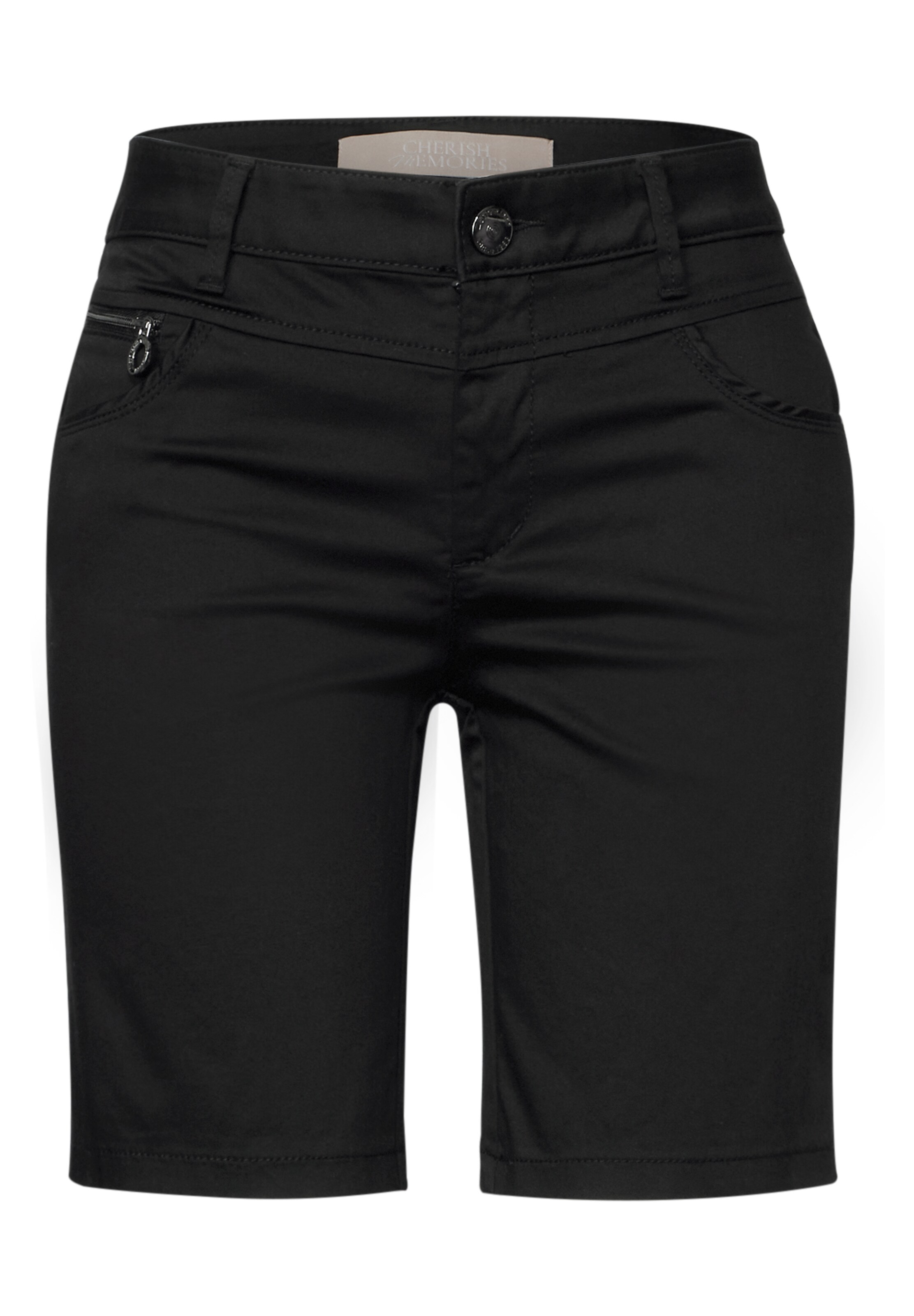 STREET ONE Slimfit Shorts 'Bermuda' in Schwarz: Vorderseite