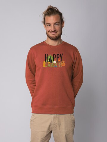 Watapparel Sweatshirt ' Happy Camper ' in Braun: Vorderseite