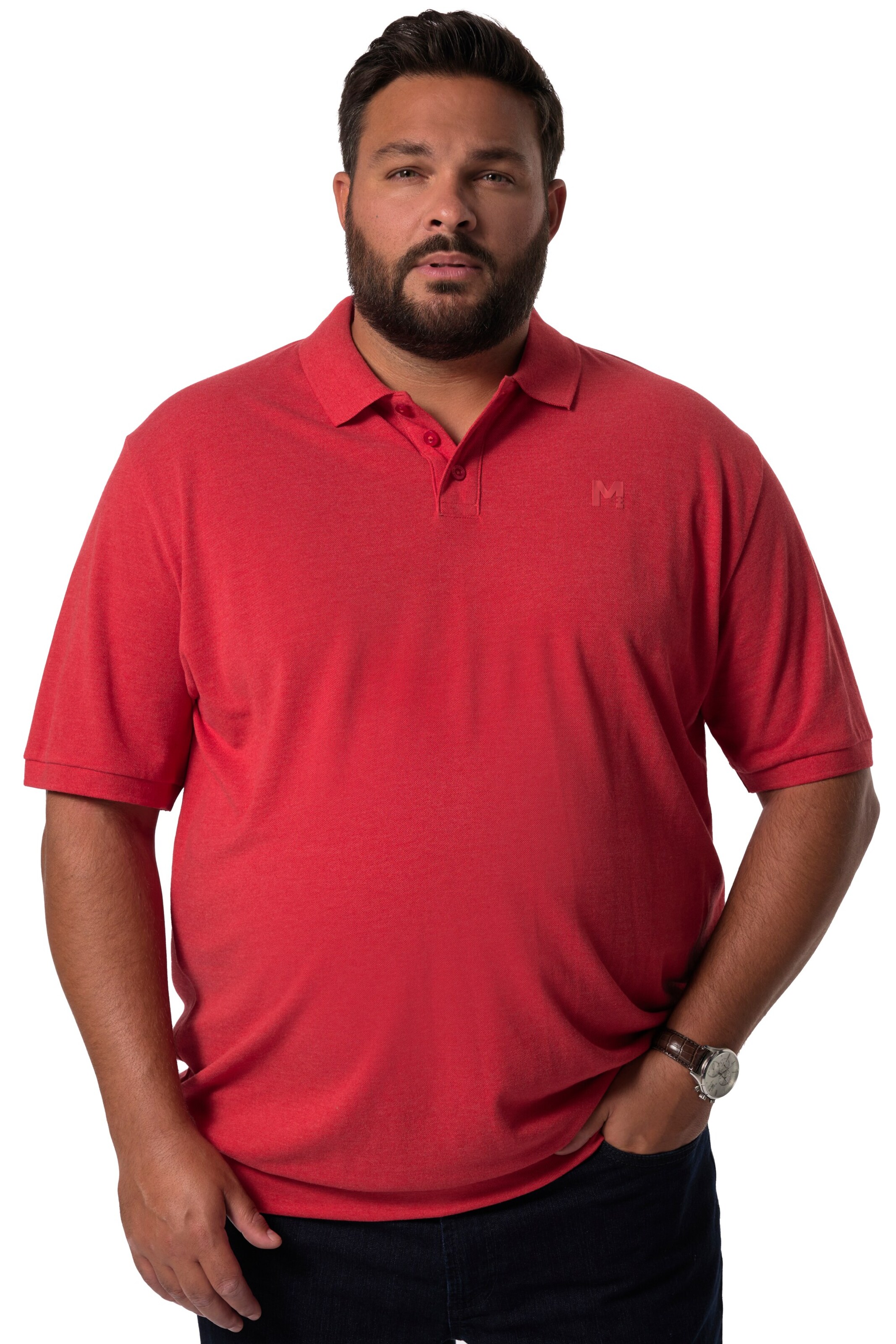 Men Plus Poloshirt in Rot: Vorderseite