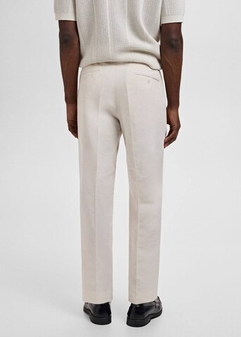 MANGO MAN Slim fit Pleat-Front Pants 'Ethereal' in Beige
