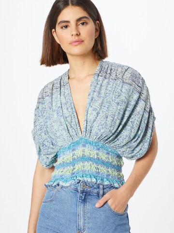 Free People Bluse 'NEXT VACATION' in Blau: Vorderseite