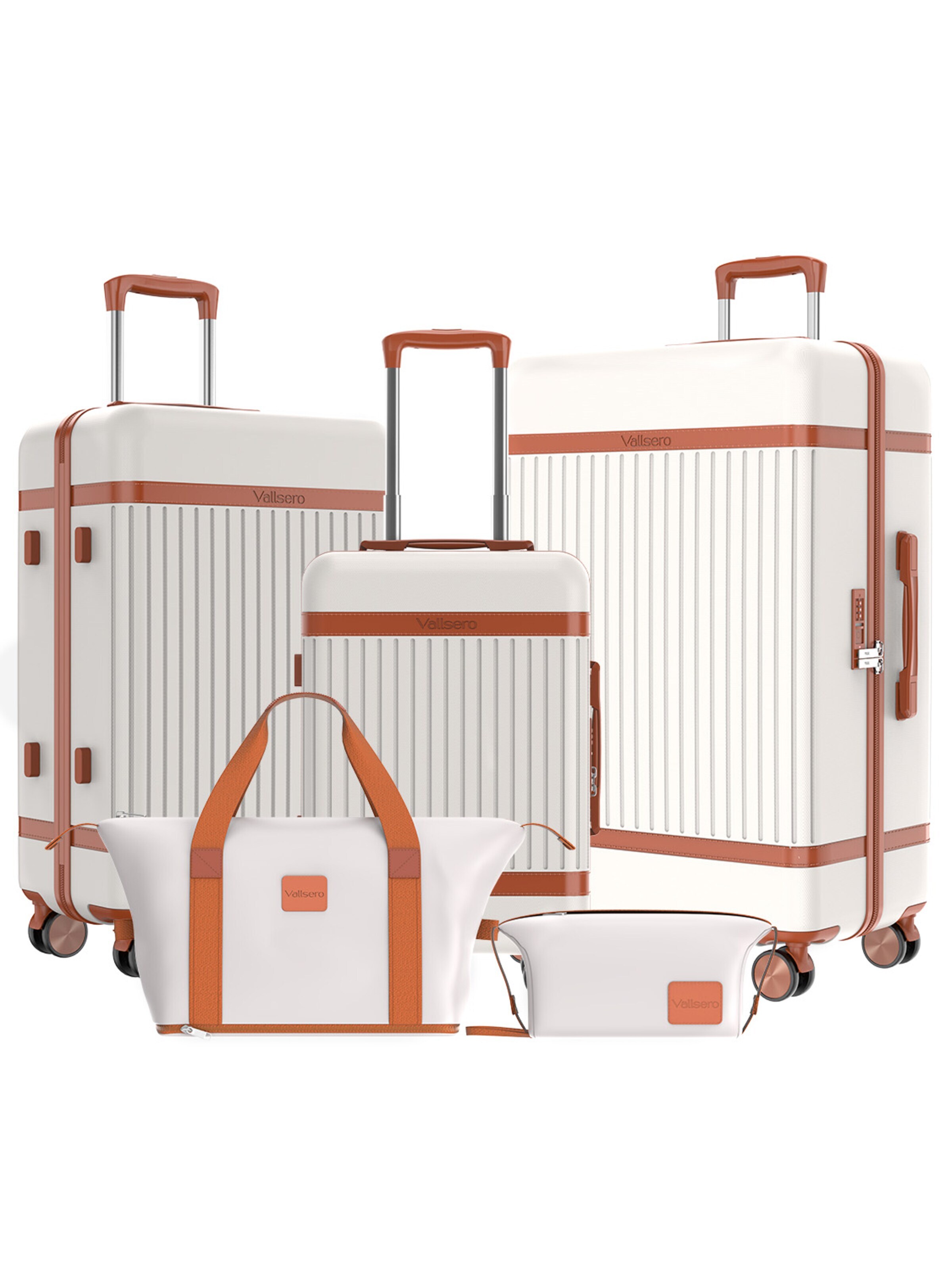 Vallsero Kofferset 'LG4 — VALLSERO Riviera 5-teiliges Kofferset'‌‌‌‌‌‌‌‌‌ in Weiß: Vorderseite