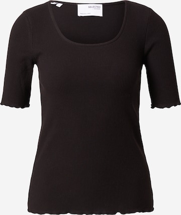 T-shirt 'ANNA' SELECTED FEMME en noir : devant