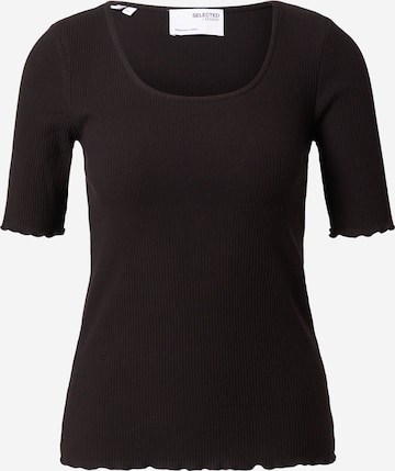 Tricou 'ANNA' de la SELECTED FEMME pe negru: față