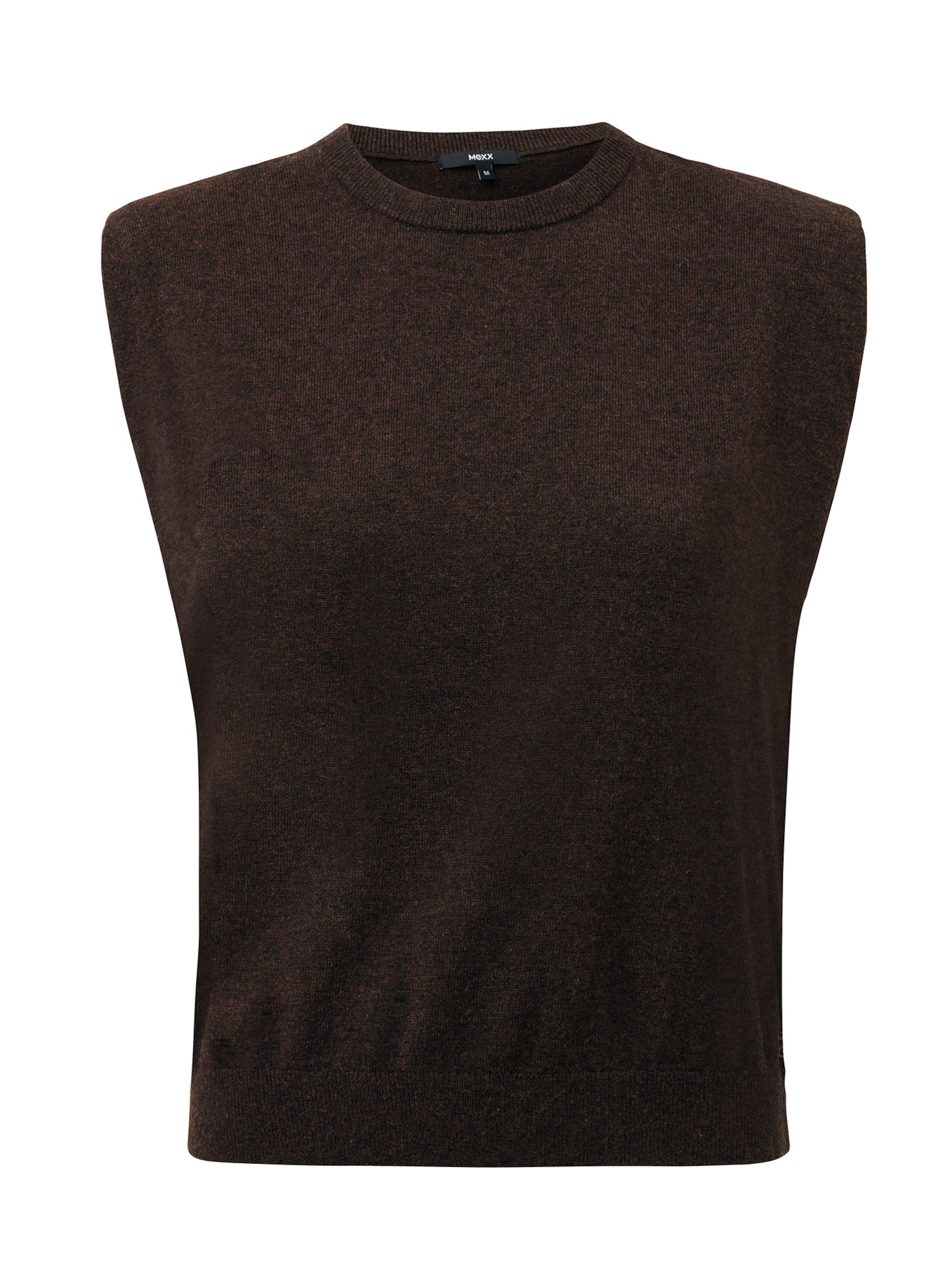 Top brodat de la MEXX pe maro: față