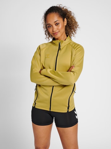 Hummel Athletic Zip-Up Hoodie 'CIMA' in Yellow: front