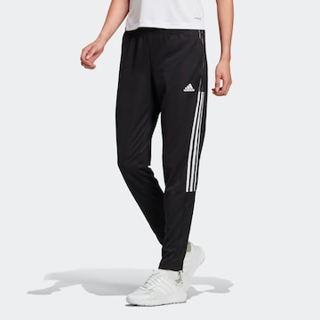 ADIDAS SPORTSWEAR Tapered Workout Pants in Black: front