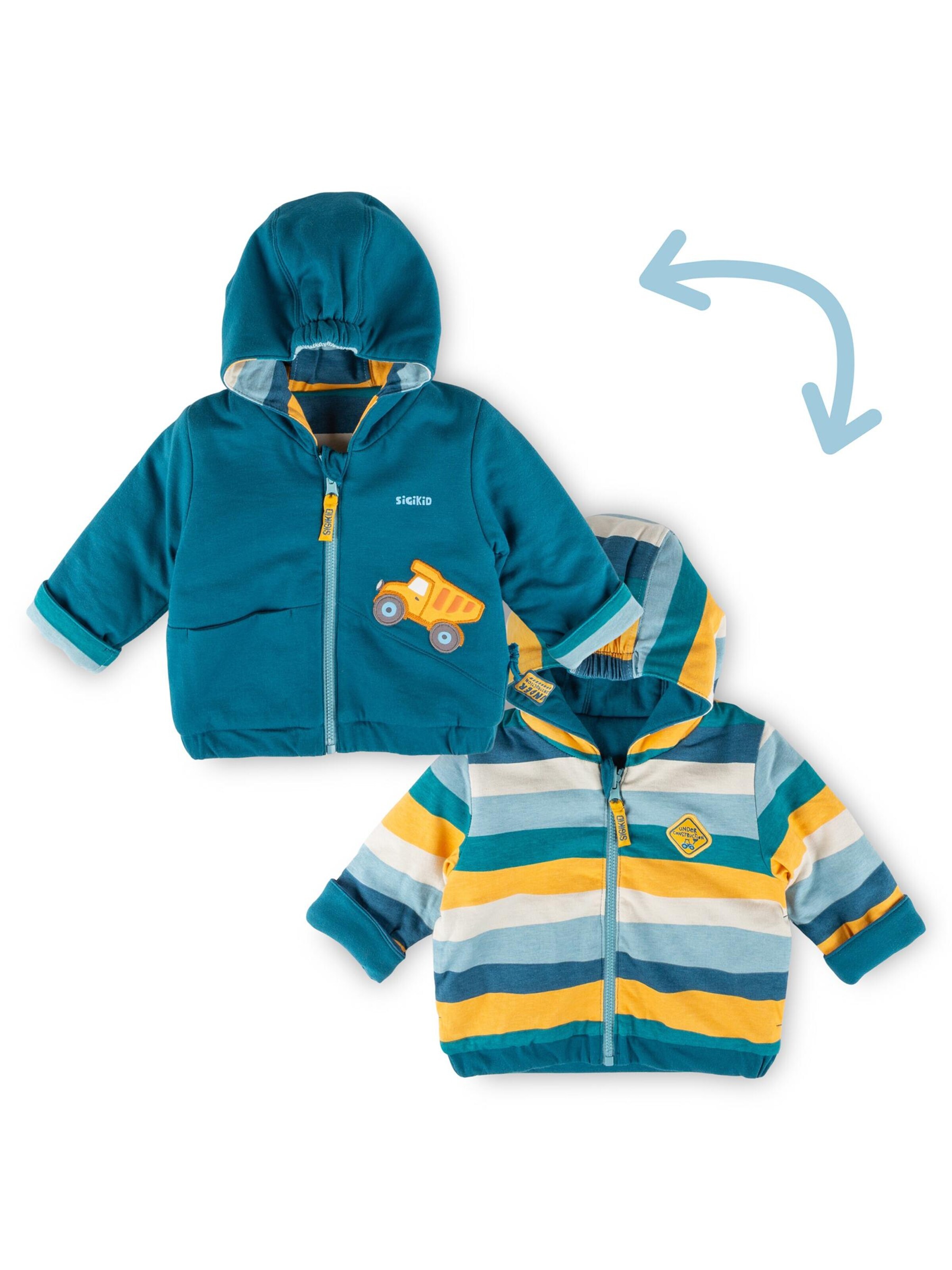 SIGIKID Between-Season Jacket 'Wendejacke wattiert Blue & Bright' in Green: front