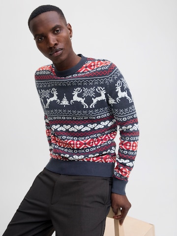 JACK & JONES Πουλόβερ 'JJXMAS FROSTY' σε μπλε