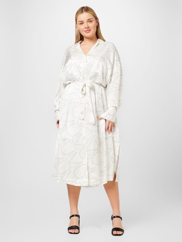 Calvin Klein Curve Shirt Dress in White: front