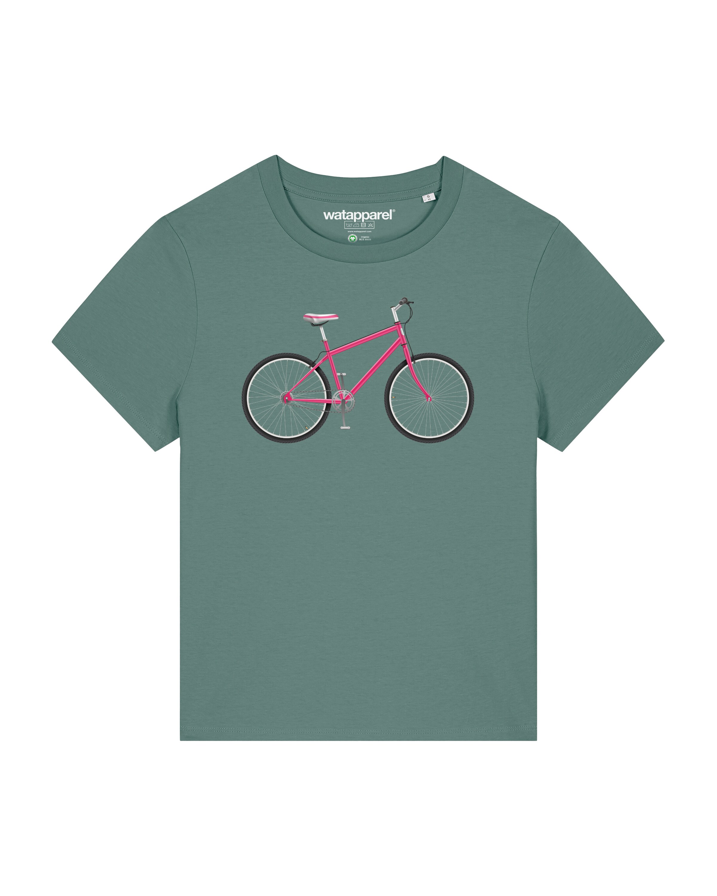 Maglietta 'Pink Bike' di Watapparel in verde: frontale