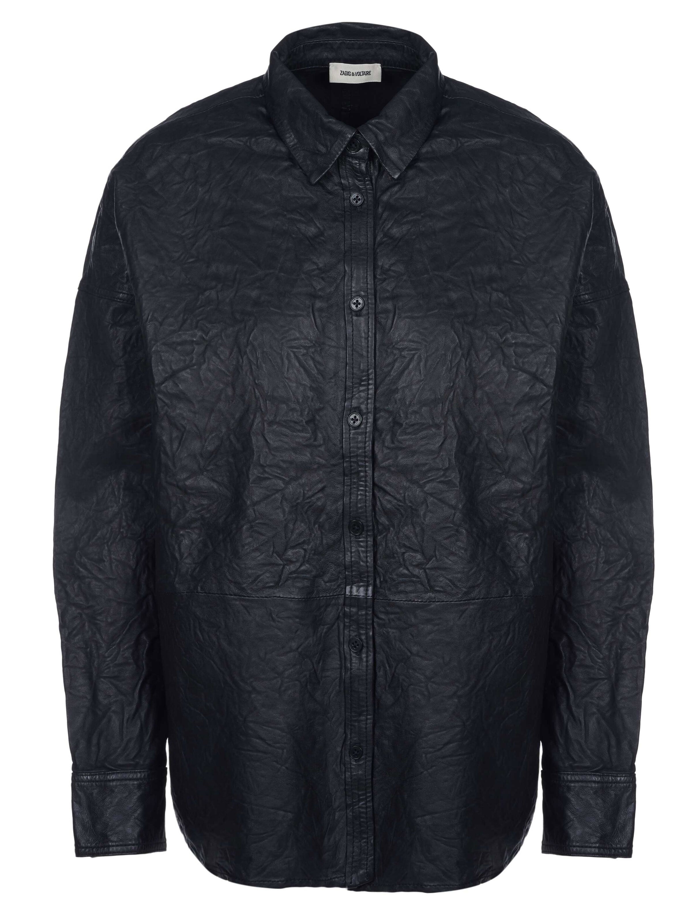 Zadig & Voltaire Blouse 'Zadig & Voltaire TAMARA CUIR FROISSE Bluse schwarz' in Black: front