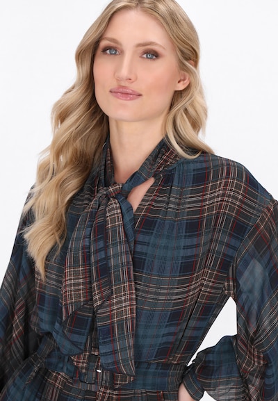 Palaidinės tipo suknelė iš DreiMaster Vintage, spalva – tamsiai mėlyna / pilka / bazalto pilka / raudona, Prekių apžvalga