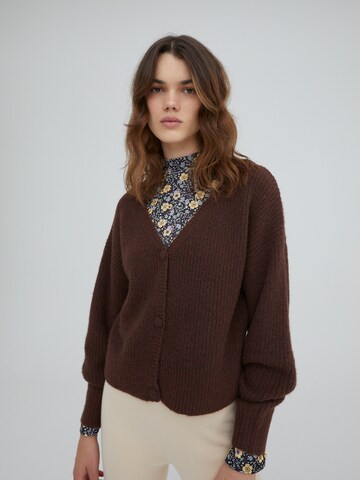 EDITED Knit Cardigan 'Ronja' in Brown: front