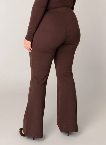 BASE LEVEL CURVY Flared Pants in Brown