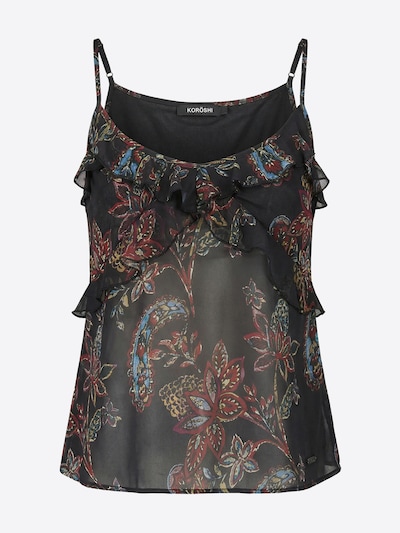 Top KOROSHI pe albastru deschis / galben șofran / roşu închis / negru, Vizualizare produs